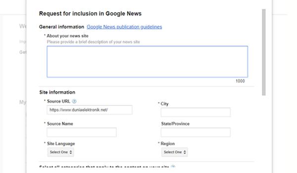 Cara daftar google news