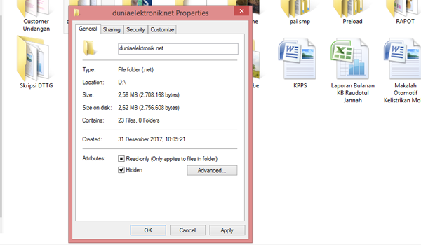 Cara menyembunyikan file dan folder komputer