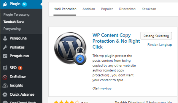Cara Agar Blog WordPress Tidak Bisa di Copy Paste
